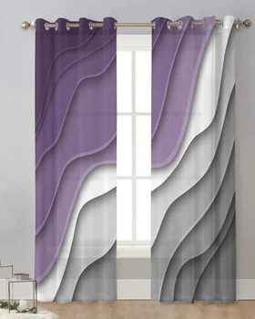 Violet Grey Gradient Abstract de Lux Perdele Tul pentru Camera de zi Pur Perdele Bucatarie, Draperii Dormitor Modern Perdea Voile