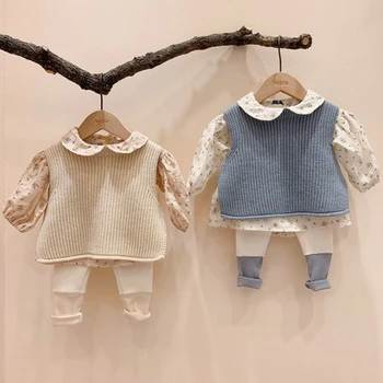 2023 Nouă Primăvară Toamna Copii Vesta Pentru Fete Baieti Pulover Tricotate Îmbrăcăminte pentru Copii Solidă fără Mâneci Copilul Uza 1-3T