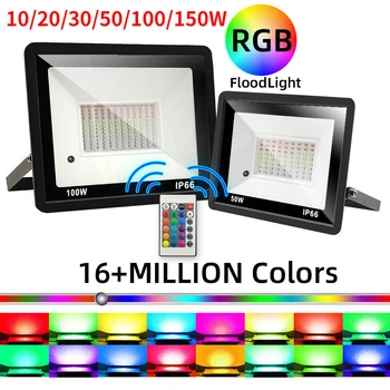 RGB Led-uri de Lumină de Inundații 16color Moduri 10/20/30/50/100/150W cu 24key Control de la Distanță IP66 pentru Grădină în aer liber, Casă Curte Lampa