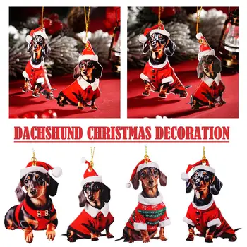 Crăciun Acrilice Pandantiv Teckel Decoratiuni pentru Pomul de Crăciun Decorare DIY de Crăciun Drăguț Ornament C4X5