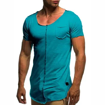 B8536 Maneci Scurte Solidă pentru Bărbați T-shirt Casual de Vara de Top Tee Shirt Mens Fitness