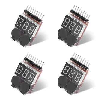 4Pack RC Acumulator Lipo Monitor Tester de Joasă Tensiune Soneria de Alarmă Tensiune Checker w/LED Indicator pentru 2-8s Lipo Viața LiMn Li-ion