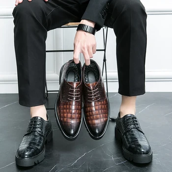 Bărbați stil Britanic tălpi groase creștere a subliniat pantofi de nunta, pantofi rochie
