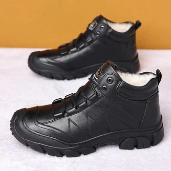 Barbati din piele de iarnă de pluș gros high-top termică pantofi din piele, sport high-top pantofi, de înaltă calitate de moda pantofi casual 38-44