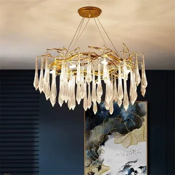 Creative picătură de ploaie candelabru de cristal de lux crengi lampa de camera decoratiuni pentru fete Romantice Minunate de Cristal Lampă de Agățat