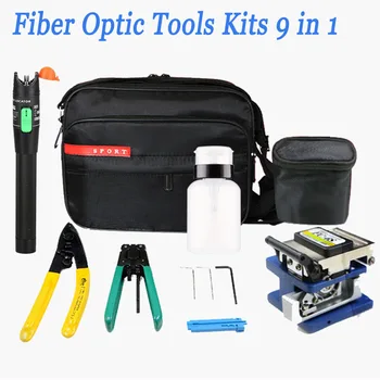 Fibra Optica Instrumente Kituri 9 în 1 FTTH Fibra Optica Instrument de Sac +Fibre Stripteuză+ fc-6s Fiber Cleaver+ Miller+30KM VFL