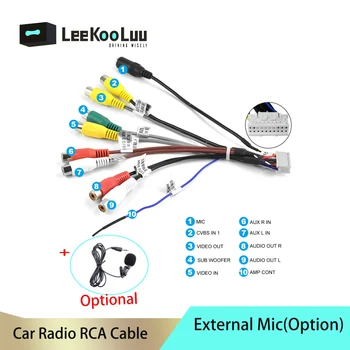 Leekooluu Android radio Auto RCA de Ieșire Fir microfon Extern Adaptor universal cablu Pentru 2 din android Radio Auto RCA de Ieșire