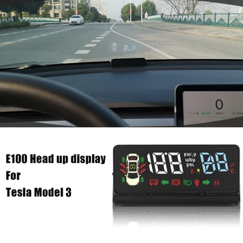 E100 Depășirii Tensiune de Alarmă OBD Hud Viteza Proiector Auto Head Up Display Parbriz Auto Electronice Pentru Tesla Model 3