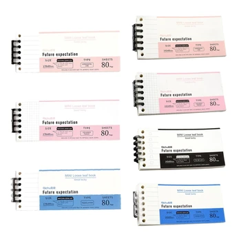 Y1UB volante hârtiuțe cu 5-gaura Clipuri Liant pentru A5/B5 Notepad Orizontală Notebook Planificator 80 Foi Căptușite/Grid