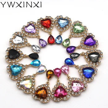 YWXINXI 5Pcs Nou în Formă de Inimă Acrilic Rhinestone DIY Pandantiv Decor Nunta Butonul Brosa Metal Ornament de Păr Arc de Bijuterii