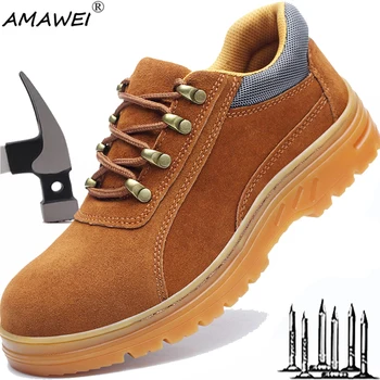 AMAWEI Mens Anti-Hot Sudori de Oțel de Protecție Deget de la picior Indestructibil Sneaker de Lucru Rezistent la Alunecare Cizme de Siguranță Anti-Punctur de Pantofi