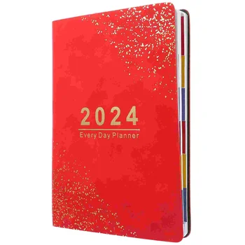 2024 Agenda Planificator Portabil Organizer Notebook-Uri Planificatorii Birou Femei Accesorii Uz Zilnic Tampoane Academice Roșu