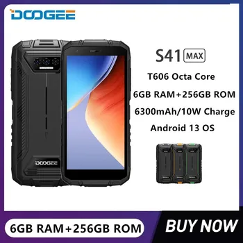 Noi DOOGEE S41 Max Rugged Smartphone-uri 4G Octa Core 6GB+256GB 5.5 Inch HD Ecran Android 13 Telefon Mobil 13MP 6300mAh Baterie NFC