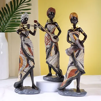 Rășină Negru African Femei Figurine de Epocă, Artă, Meșteșug Caracter Statuie Retro Home Decor Desktop Ornamente pentru Interior