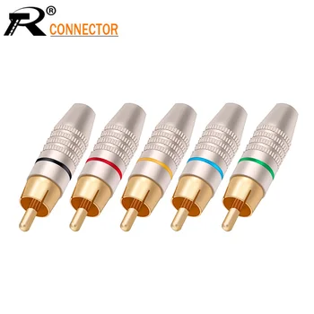 10buc Sudare gratuit rca conector Placat cu Aur de Microfon de sex masculin adaptor Audio/Video Conector Suporta Cablu 6mm