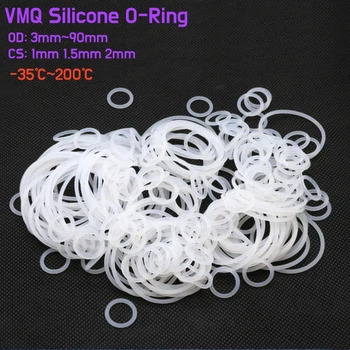 5~100buc VMQ Alb din Silicon de Calitate Alimentară Inelul de etanșare Grosimea CS 1/1.5/2mm OD 3~90mm Impermeabil Izola Șaibă de Cauciuc O-ring