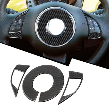 3 Buc Fibra De Carbon Interior Volan Accent Acopere Garnitura Se Potriveste Pentru Fiat 500 12-15 Instalare Ușoară Mașină De Interior Auto