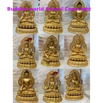 En-gros 5A Bun templu statuie a lui Buddha Shakyamuni ksitigarbha Amitabha Guanyin Tara Manjusri statuie a lui Buddha de CUPRU 32cm mare