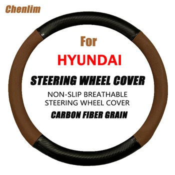 Masina Capac Volan Ace Fibra de Carbon Respirabil PU Piele Subțire Și Moale Accesorii Auto Pentru Hyundai Blue2