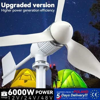 Turbine eoliene Orizontale 6000W 4KW 6KW 48V 24V 12V Hibrid Controler de Încărcare Moară de vânt Yacht Fermă Mic Generator Utilizarea Acasă