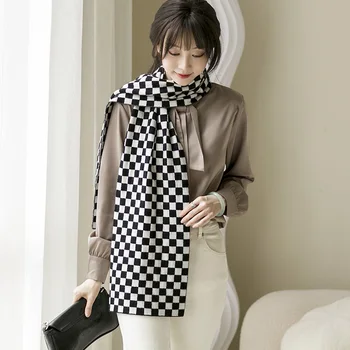 Stil britanic de Toamnă și de Iarnă Eșarfă de Cașmir Tablă de șah Carouri Lână Tricotate pentru Bărbați și Femei Ține de cald Strat Dublu Unisex