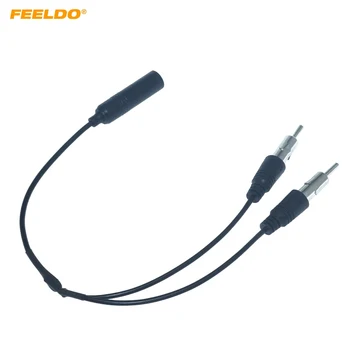 FEELDO Auto Cablu Audio Stereo Radio Antena de Aluminiu Plug-In 2 Pentru 1 Extensie Auto FM/AM Antena Cablu Adaptor #HQ6573
