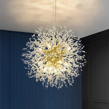Păpădie de Cristal Candelabru de Iluminat Moderne de Argint Pandantiv cu LED-uri Lampă de luat Masa Cameră Decor Tavan Luciu Dormitor Suspensie Lampara