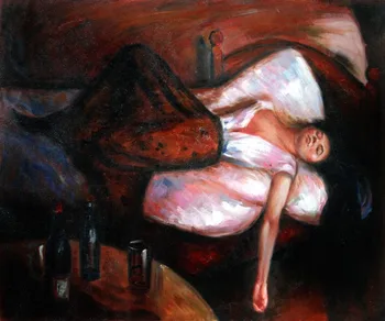 Rezumat Femeie Tablou pentru Dormitor La o Zi După, de Edvard Munch, Copia Picturi in Ulei pe Panza, Decor Acasă de Artă, Orizontale