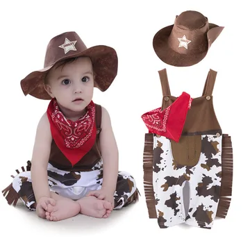 Halloween Cowboy Cow Boy Costum Salopetă pentru Copii Toddler Copil de Craciun Petrecere de Ziua Cosplay Rochie Fancy