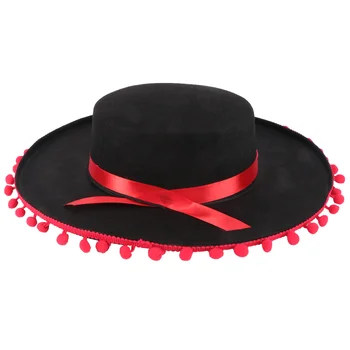 Respirabil Pălărie Roșie Minge De Păr Panglică Simțit Plajă Distracție Petrecere Cu Dans Mexican De Performanță Pălării De Moda De Lux