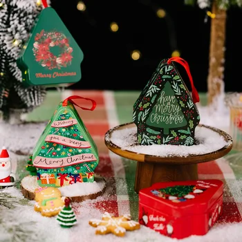 Crăciun New Sosire Decoratiuni Poligonale Desene animate Imprimate Cutie de Tablă cositorită Sezon de Craciun pentru Copii Portabile Cutie de Cadou de Crăciun
