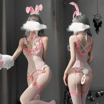 Lenjerie Sexy Sexys Iepuras Drăguț O singură bucată Uniformă Net Costum Ciorapi Distractiv Lenjerie Kawaii Fata Bunny Uniformă Alura Cosplay Noapte
