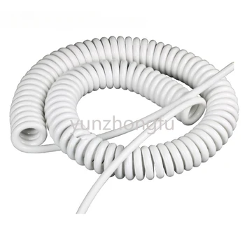 3-miez alb de primăvară bobina de cablu, cablu de alimentare extensibil, 2-core, 22AWG, 18AWG, 15AWG, 13AWG, 2.5 m, 5 m, 7,5 m