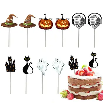 12Pcs Halloween Cupcake Toppers DIY Prajitura de Dovleac Pisica Fantoma Hârtie Tort Fân Vampir Tort de Dovleac Steaguri Halloween Consumabile