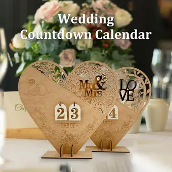 Numărătoarea Inversă Până La Nunta De Lemn Calendar Numărătoarea Inversă Pentru Plivitul Zi Rustic Din Lemn De Nunta Semn Cu Un Gol În Inimă/Mr & Mrs Dragoste