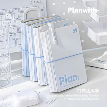 6 Albastru Planificator Portabil Mini De Buzunar Albă Foaie De Notebook-Jurnalul De Frunze Vrac Jurnalul Inel Album Simplitate 44 Student Ins