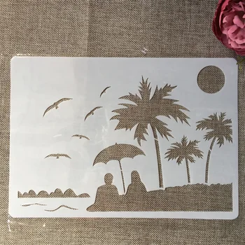 1buc A4 29cm Vacanta pe Plaja Iubitor de DIY Stratificare Sabloane Pictura pe Perete Album de Colorat Relief Album Decorative Șablon