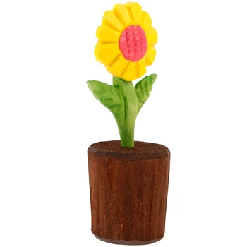 Lemn de Floarea-soarelui Flori Artificiale Desktop Mână de Flori Sculptate opera de Arta pentru Biroul de Acasă