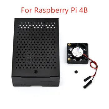 Din aliaj de Aluminiu negru cutie caz Poros căldură disipare caz de metal cu ventilator pentru Raspberry Pi 4B
