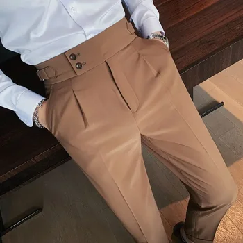2023 Nou Costum pentru Bărbați Pantaloni Slim Fit Birou de Afaceri de Talie Mare Clasic coreean Casual Pantaloni de Calitate Superioară Pantaloni sex Masculin Brand B82