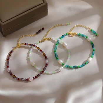 Fierbinte de Vânzare Colorate de Cristal Natural Pearl Margele Brățară pentru Femei de Moda din Oțel Inoxidabil Brățări Bijuterii Accesorii Cadou