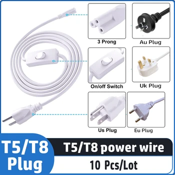 10buc/mult 1,8 m de Iluminat Accesoriu UE Plug Switch Cablu Pentru Tub LED T5 T8 Putere de Încărcare cablu de Sârmă ON/OFF Conector