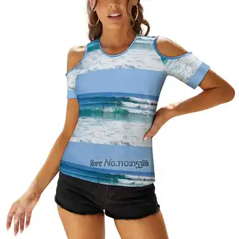 Surfs Up - Rainbow Bay Moda Print T Shirt Pe Un Umăr Siret T-Shirt Femei Doamnelor Fete Topuri & Tricouri Surf, Surfer Surfing