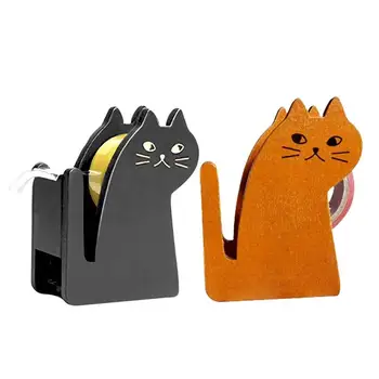 Pisica Drăguț Dispenser Bandă De Epocă Din Lemn Kitty Tape Cutter Pisica Desene Animate Cu Role Tape Cutter Manual De Ambalare Instrument Pentru Biroul De Acasă