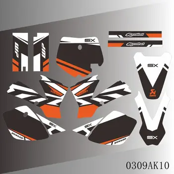 Full Grafica Decalcomanii Autocolante Motocicleta de Fundal Personalizate Număr de Nume Pentru KTM SX50 SX 50 2002 2003 2004 2005 2006 2007 2008