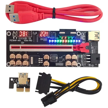 VER018 PRO PCI-E Riser Card USB 3.0 Cablu 018 PLUS PCI Express 1X La 16X PCIe Extender Adaptor pentru BTC Mining(Roșu)